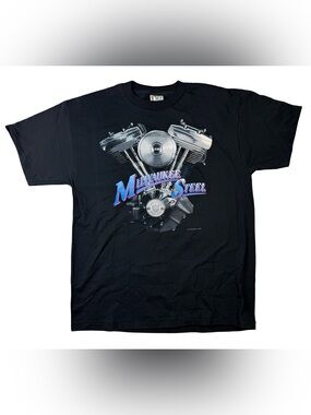 Vintage Milwaukee Steel CMJ Storm Riders San Juan Shirt L Black Motorcycle Vtg